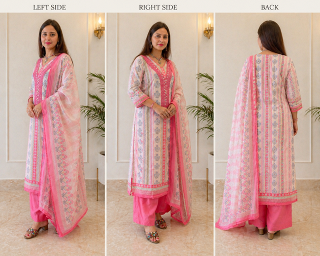 Graceful Pink Kota Doriya unstitched suit