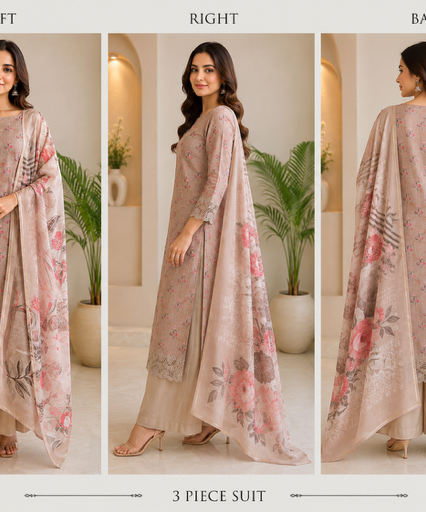 Graceful Mal Chanderi Suit with Floral Dupatta