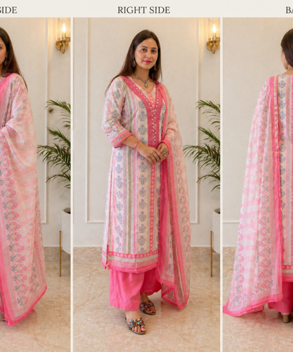 Graceful Pink Kota Doriya unstitched suit