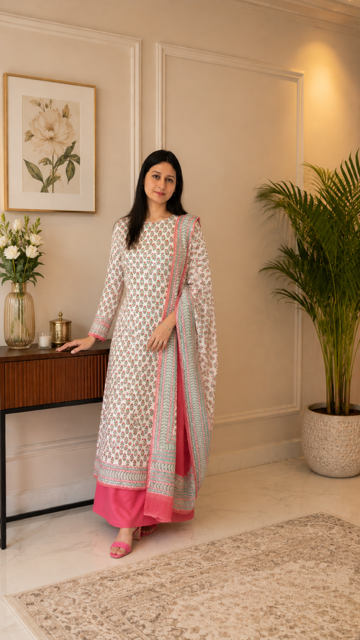 Elegant Maheshwari Suit with Dupatta