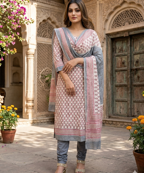 Elegant Maheshwari  Suit with Dupatta
