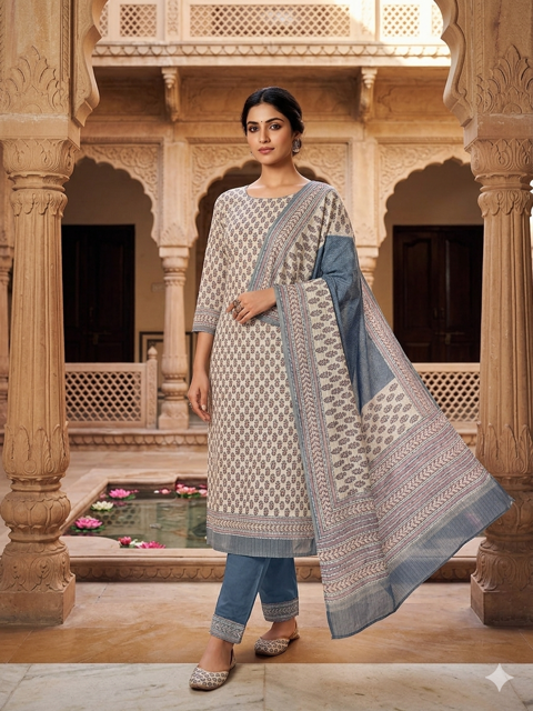 Elegant Maheshwari Suit with Dupatta