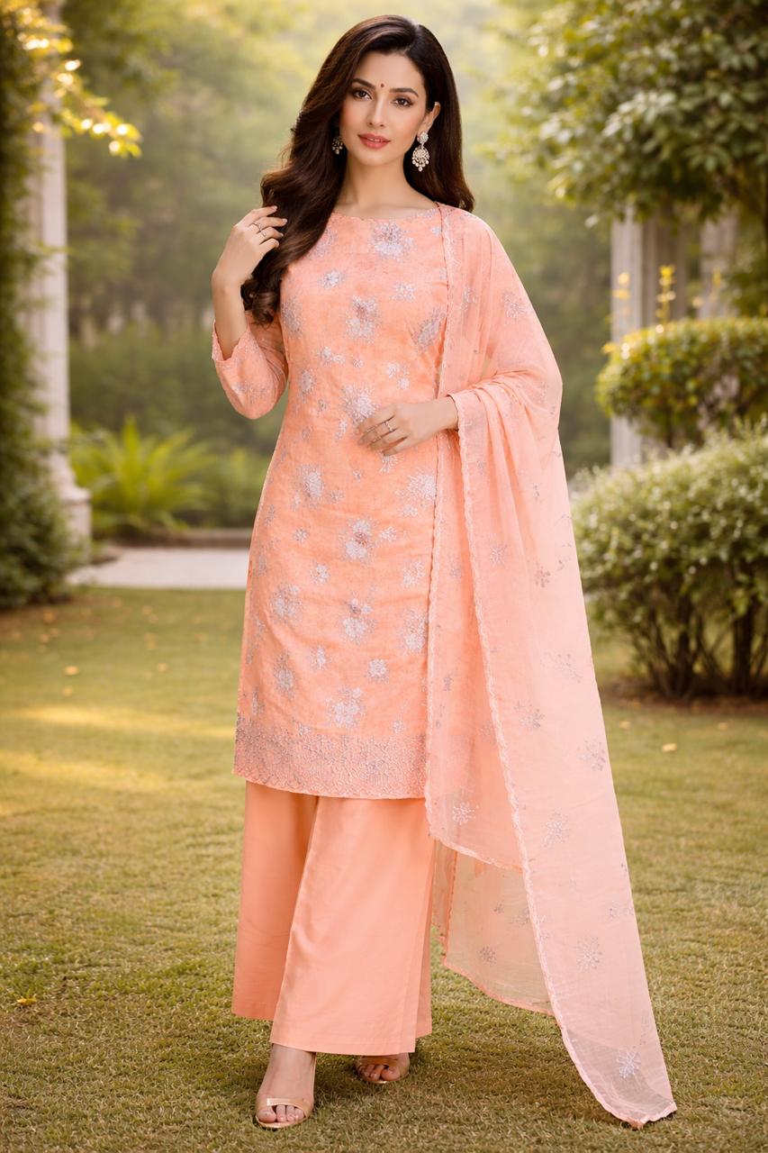 Premium fabric with elegant white floral print all over