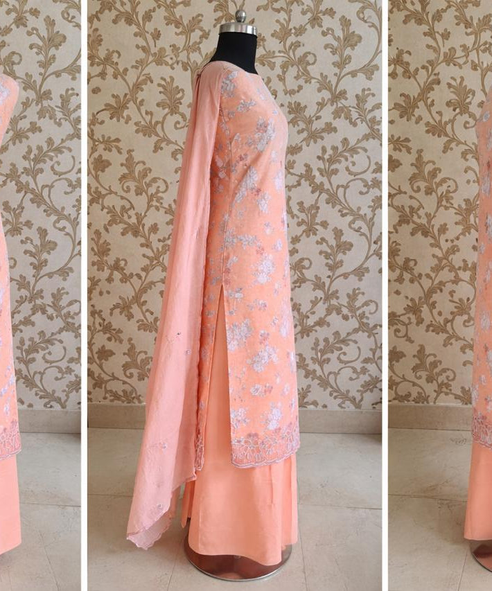 Premium fabric with elegant white floral print all over