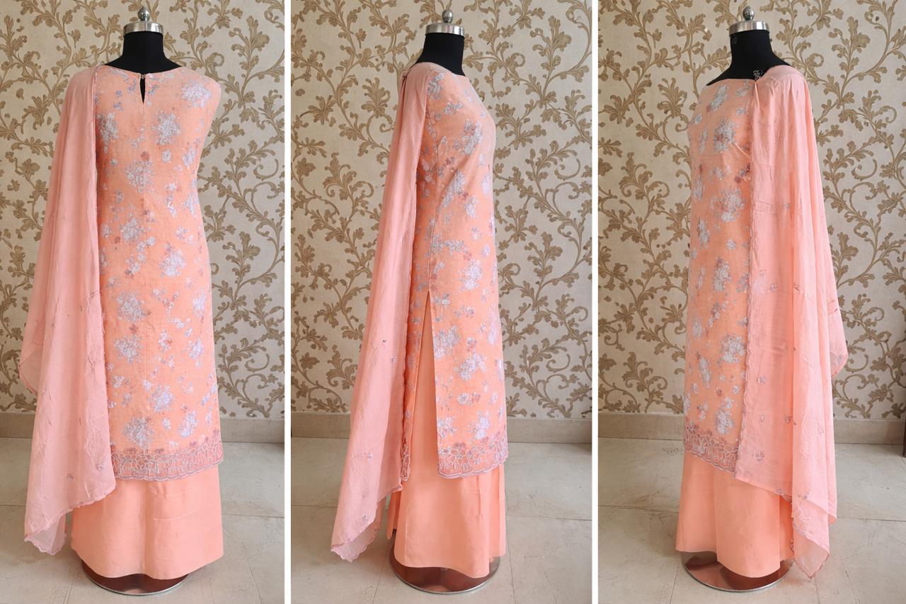 Premium fabric with elegant white floral print all over