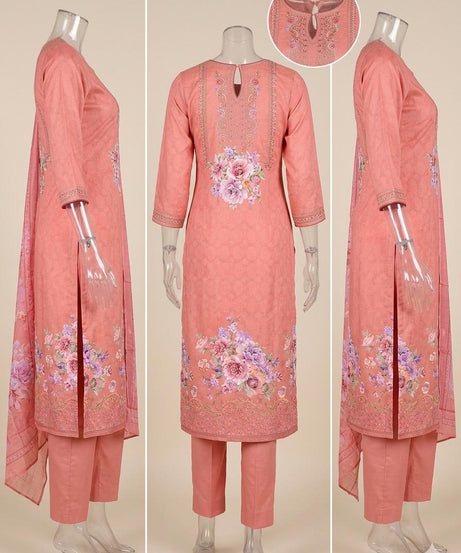 Digital Floral Print with Subtle Embellished Pattern