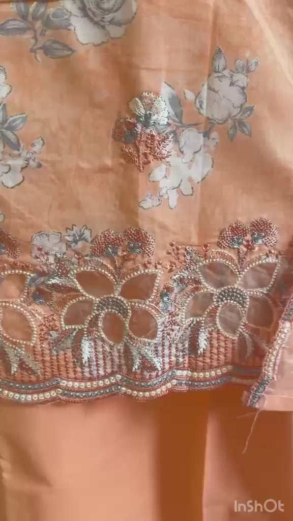 Premium fabric with elegant white floral print all over