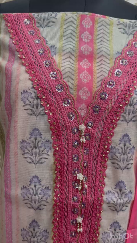 Graceful Pink Kota Doriya unstitched suit