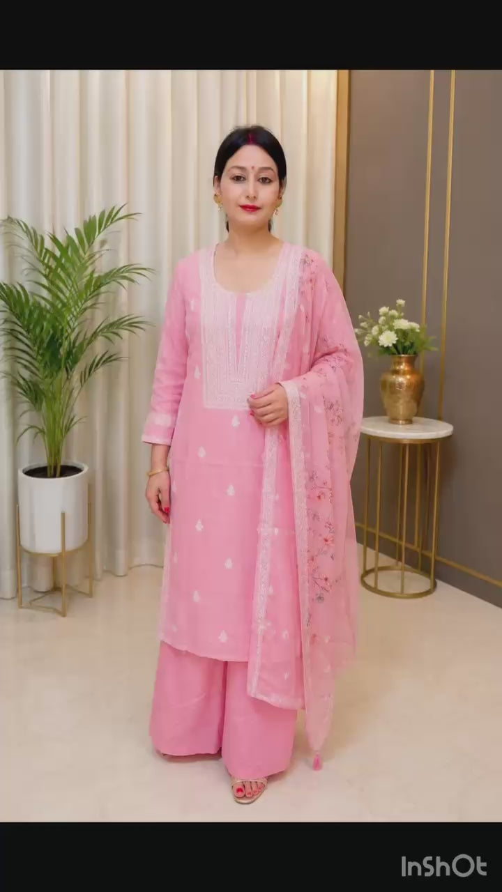 Blush pink Linen elegance suit