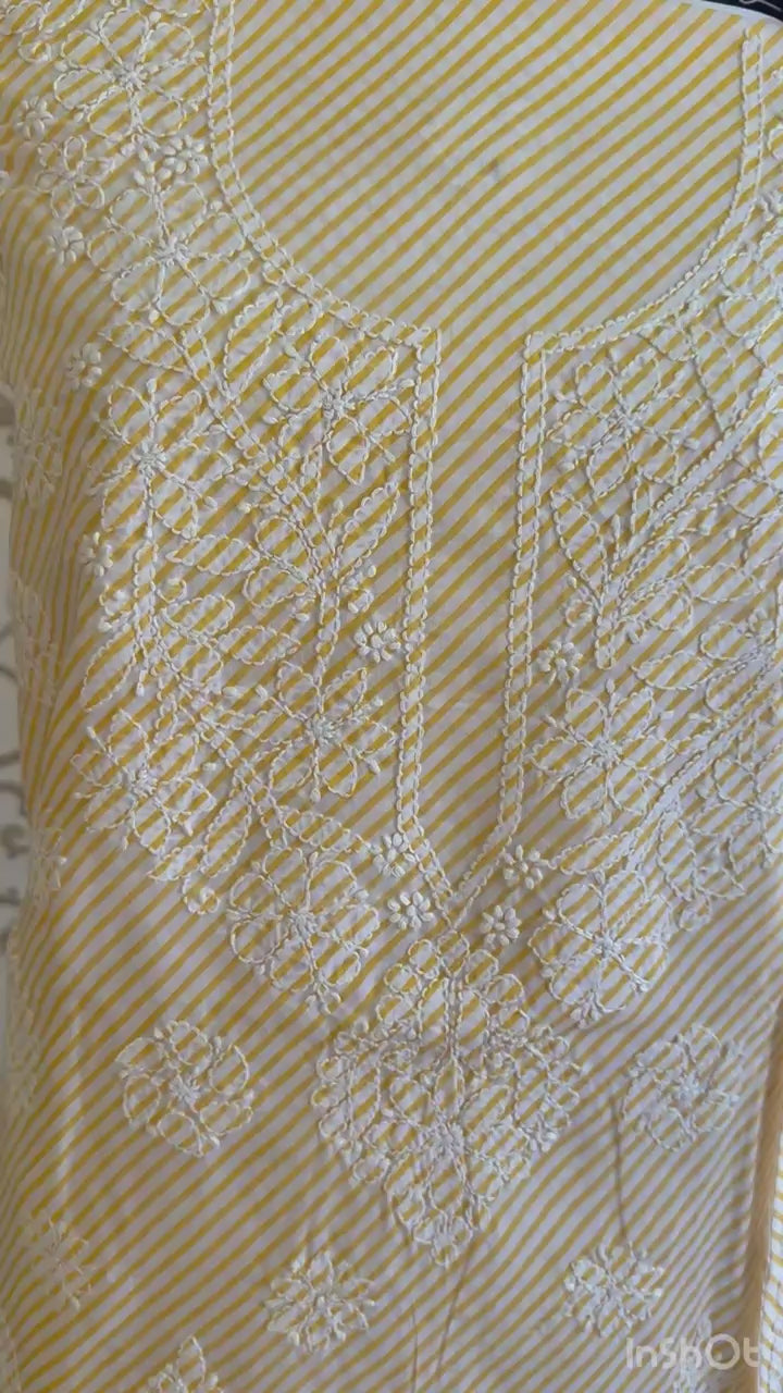 A soft, elegant pastel yellow lakhnowi cotton unstitched suit that radiates a graceful and refreshing charm.