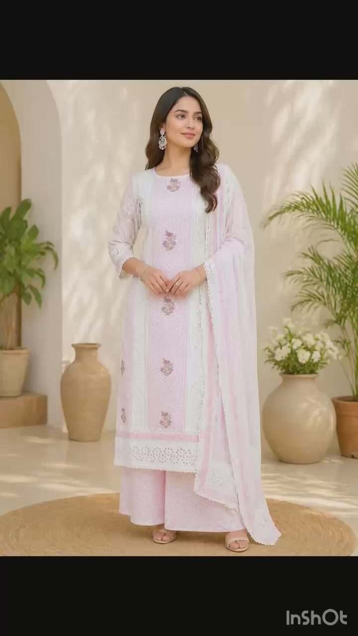 This is a very elegant Kota Doria suit look—soft, minimal, and perfect for summer or daytime occasions