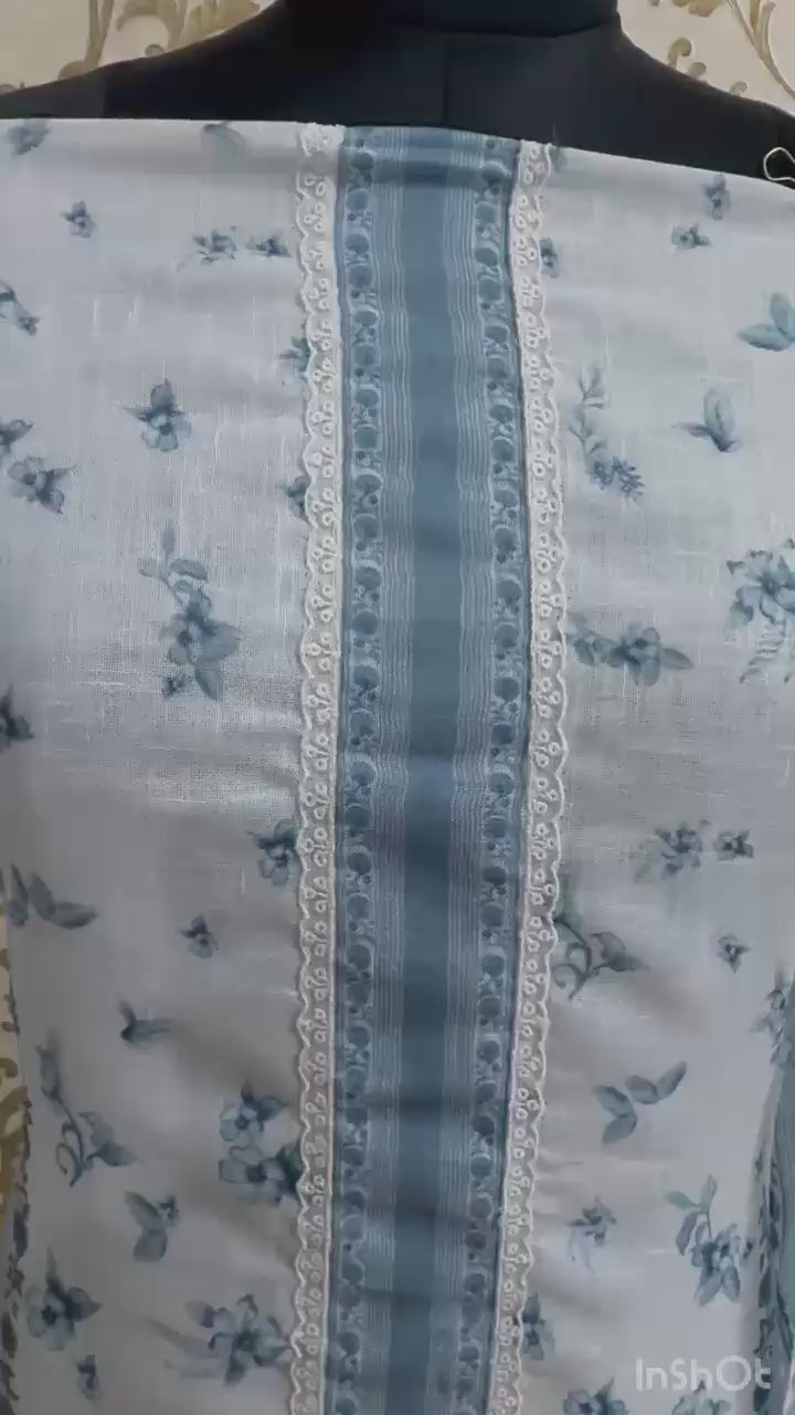 Blue & white dreams in breezy Linen Cotton unstitched suit 💙